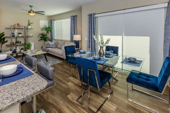 Dining table and chair near kitchen